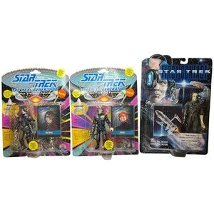 Vtg Star Trek Borg Action Figure Lot On Card TNG Next Gen Scifi Locutus Picard